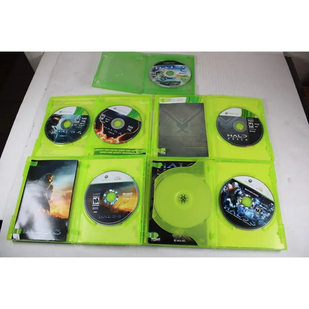 5 games: Halo, 3, 4, Reach, ODST (Microsoft Xbox) Authentic, tested